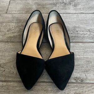 J.Crew Black Suede Pointed Toe Flats D’Orsay Style size 8
